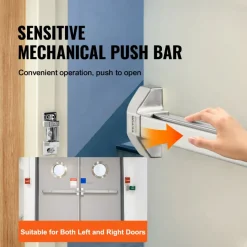 VEVOR Door Push Bar Panic Exit Device, 31” Stainless Steel Commercial Emergency Exit Door Push Bar with Exterior Lever and 3 Keys, Emergency Exit Door Hardware for 30"-36" Metal Wood Door