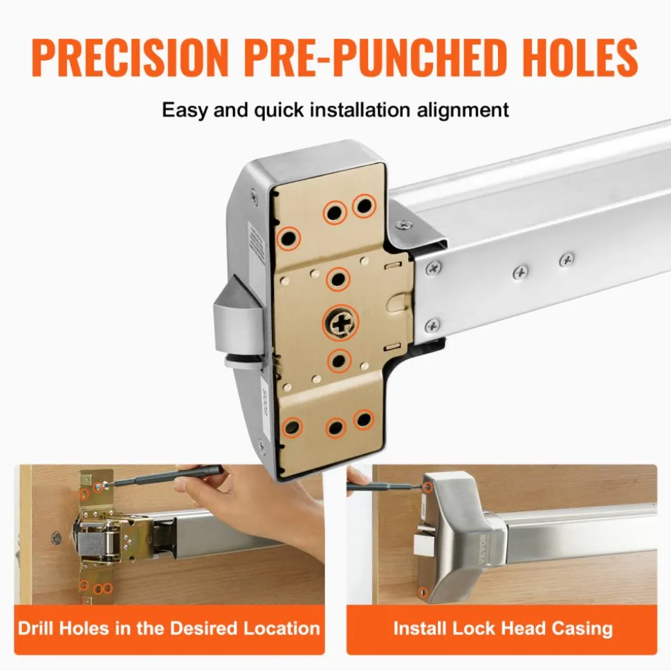 VEVOR Door Push Bar Panic Exit Device, 31” Stainless Steel Commercial Emergency Exit Door Push Bar with Exterior Lever and 3 Keys, Emergency Exit Door Hardware for 30"-36" Metal Wood Door