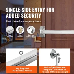 VEVOR Door Push Bar Panic Exit Device, 31” Stainless Steel Commercial Emergency Exit Door Push Bar with Exterior Lever and 3 Keys, Emergency Exit Door Hardware for 30