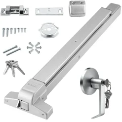 VEVOR Door Push Bar Panic Exit Device, 31” Stainless Steel Commercial Emergency Exit Door Push Bar with Exterior Lever and 3 Keys, Emergency Exit Door Hardware for 30