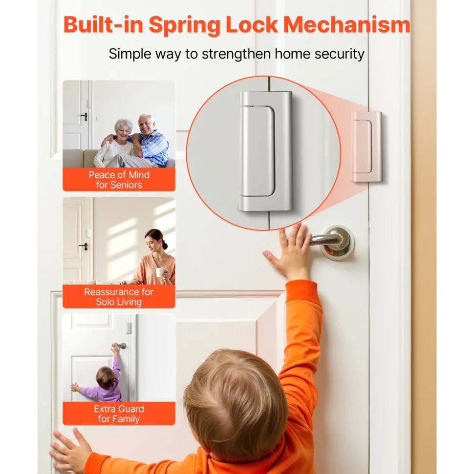 VEVOR Door Reinforcement Lock, 2 Pack Home Security Door Lock, with 3 Inch Stop Withstand 800 lbs of Force, with 8 Screws, for Inward-Opening, Aluminum Alloy, Add Extra High Security to Your Home