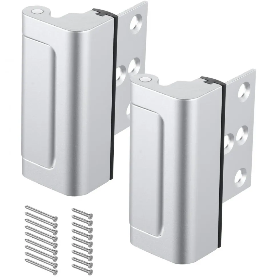 VEVOR Door Reinforcement Lock, 2 Pack Home Security Door Lock, with 3 Inch Stop Withstand 800 lbs of Force, with 8 Screws, for Inward-Opening, Aluminum Alloy, Add Extra High Security to Your Home