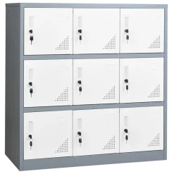 VEVOR 9 Doors Metal Locker, Lockable Steel Storage Cabinet, 66 lbs Loading Capacity, 2 Keys for Each Door, 3 Tiers Employee Lockers for Office, School, Gym, Easy Assembly, 35.4 x 17.7 x 37 in, Gray
