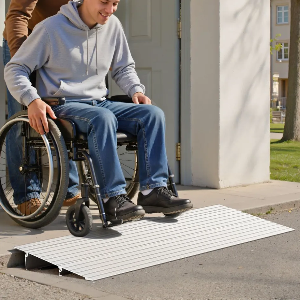 VEVOR Door Threshold Ramp, 2 inch Rise, Aluminum Alloy Threshold Ramp Rated 800 lbs Load Capacity, Handicap Ramps for Home Steps for Wheelchair, Scooters, Power Chairs, Walkers, Bicycle, Tricycle