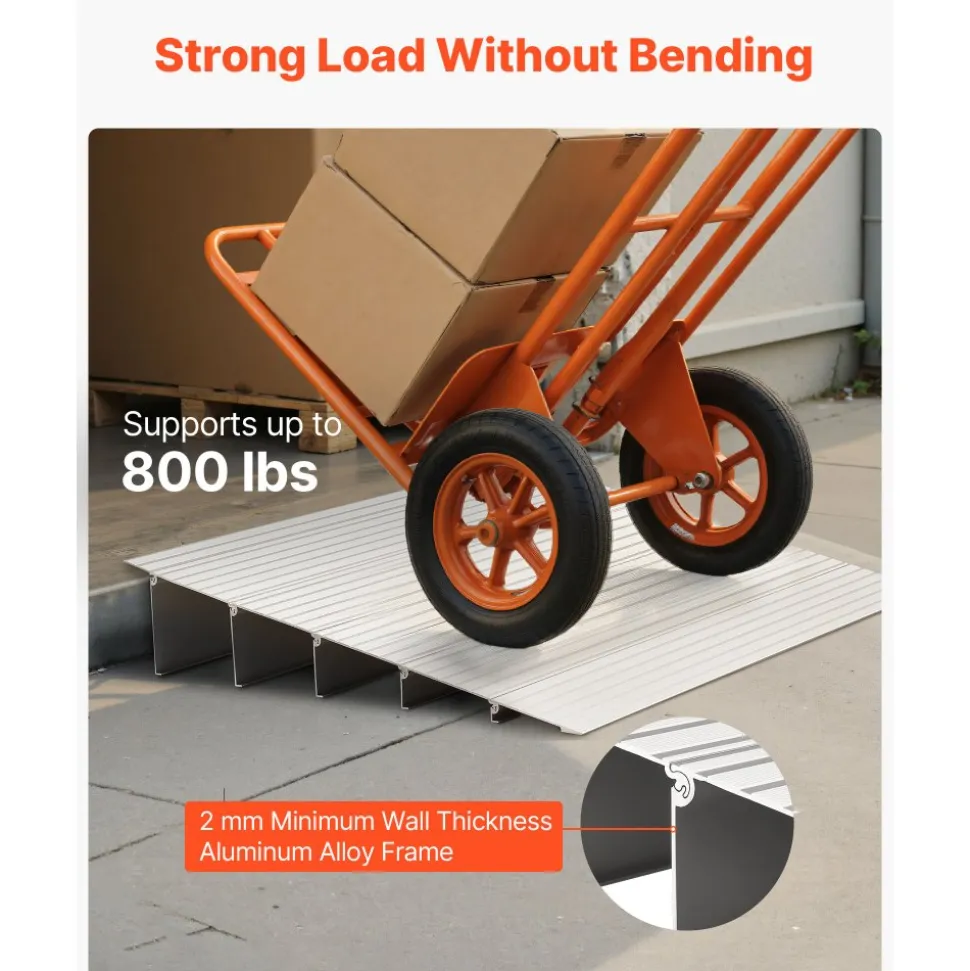 VEVOR Door Threshold Ramp, 5 inch Rise, Aluminum Alloy Threshold Ramp Rated 800 lbs Load Capacity, Handicap Ramps for Home Steps for Wheelchair, Scooters, Power Chairs, Walkers, Bicycle, Tricycle