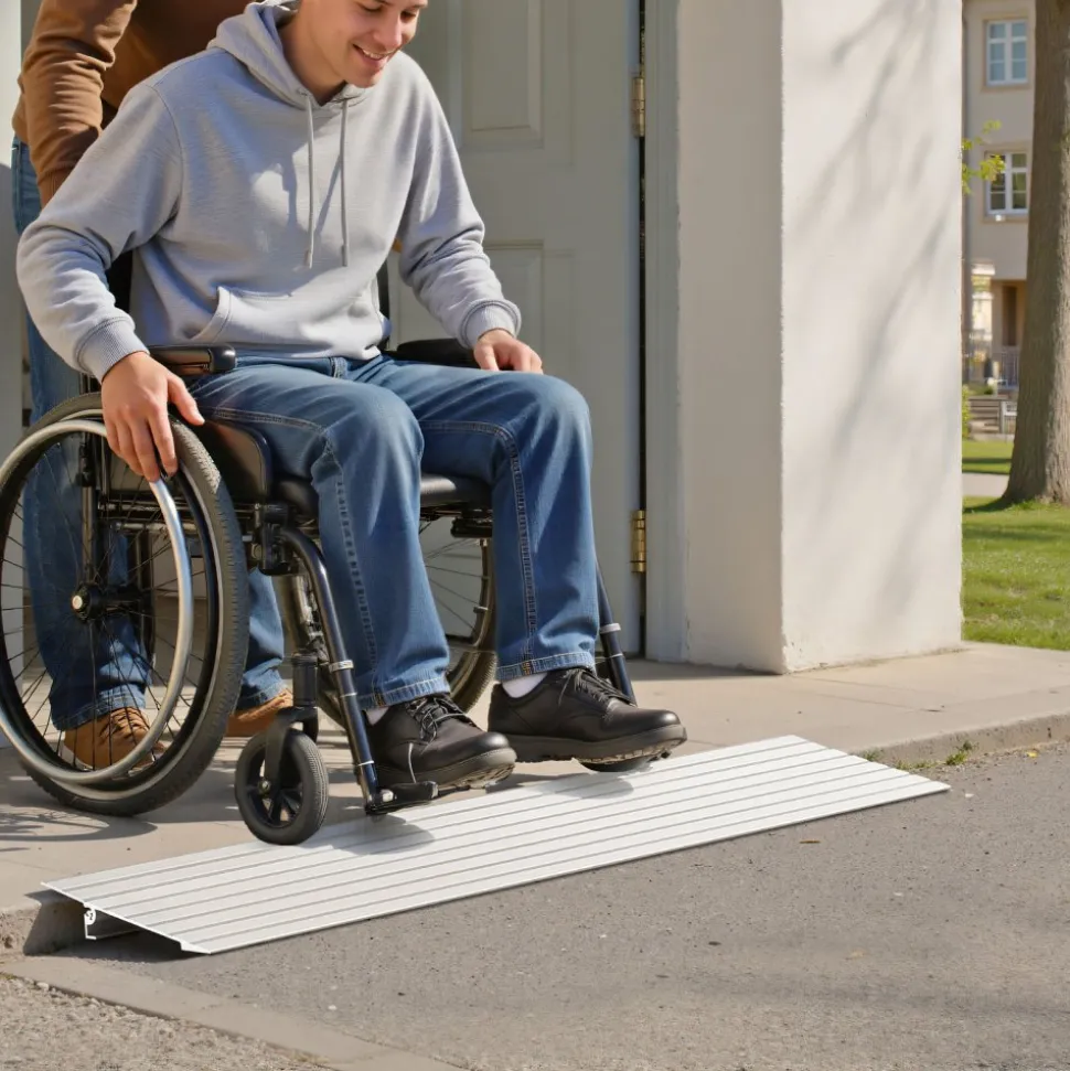 VEVOR Door Threshold Ramp, 1 inch Rise, Aluminum Alloy Threshold Ramp Rated 800 lbs Load Capacity, Handicap Ramps for Home Steps for Wheelchair, Scooters, Power Chairs, Walkers, Bicycle, Tricycle