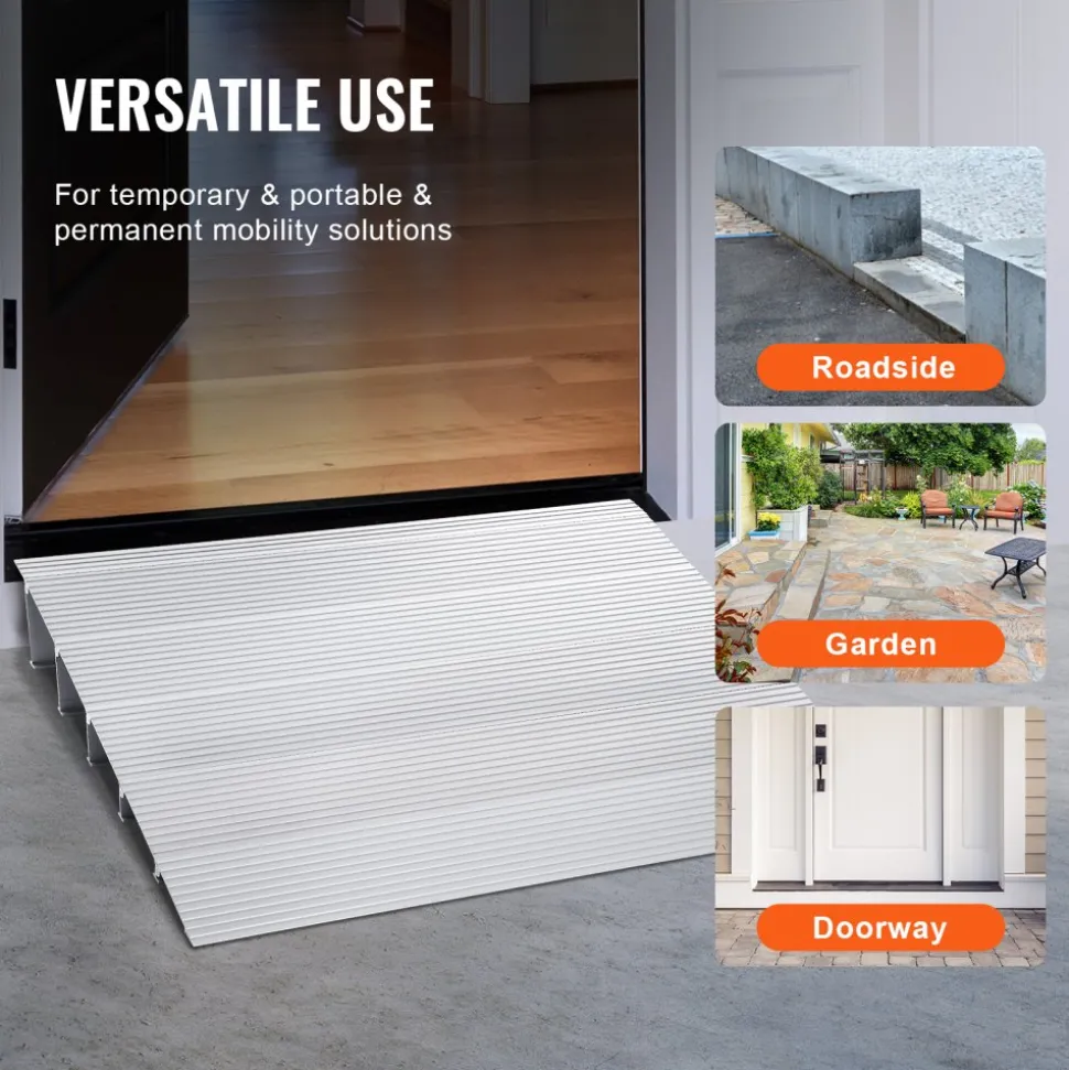 VEVOR Door Threshold Ramp, 5" Rise, 800 lbs Load Capacity, Door Ramp for Wheelchairs, Aluminum Threshold Ramp for Doorways, Adjustable Modular Threshold Ramp for Wheelchairs, Scooters, Power Chairs