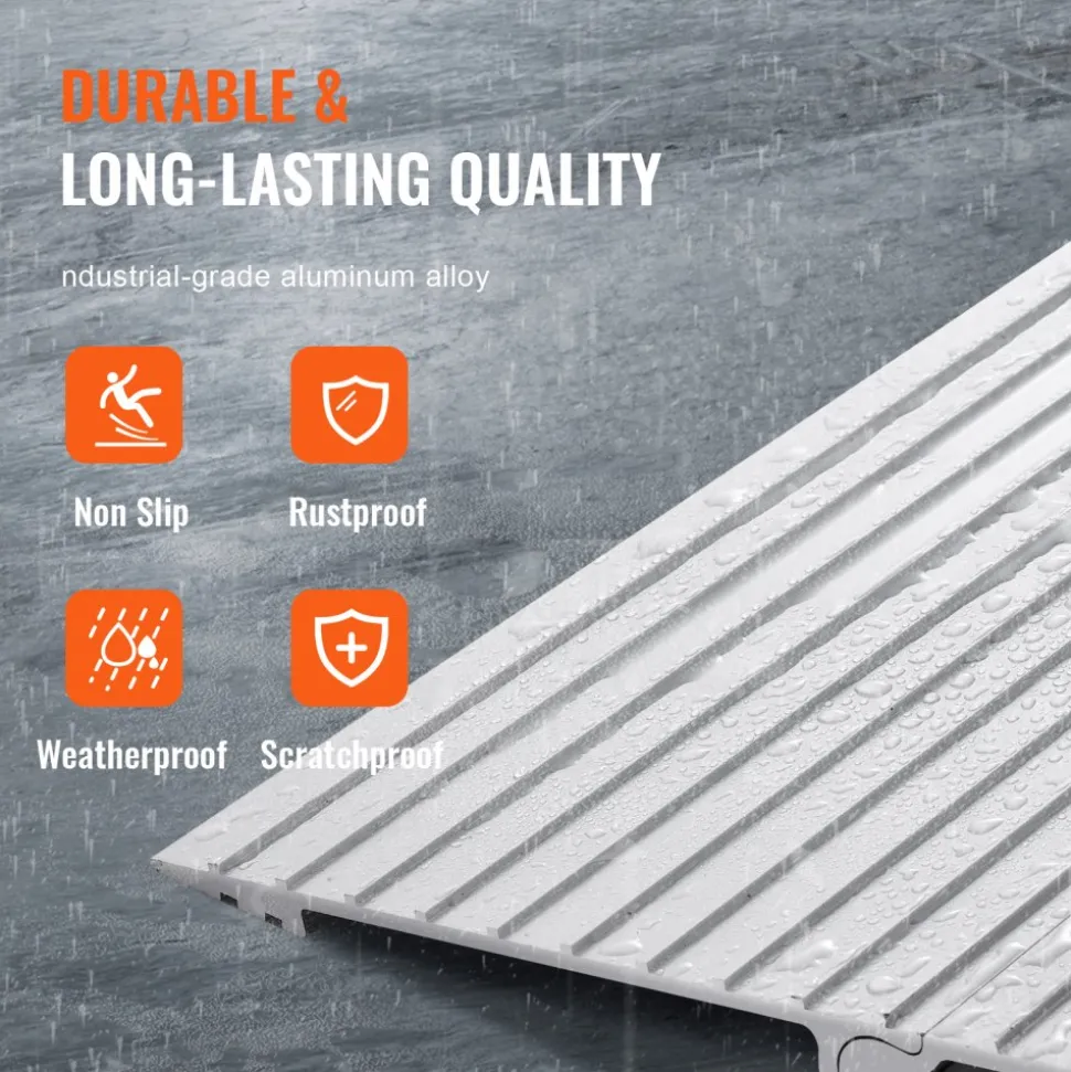 VEVOR Door Threshold Ramp, 1" Rise, 800 lbs Load Capacity, Door Ramp for Wheelchairs, Aluminum Threshold Ramp for Doorways, Adjustable Modular Threshold Ramp for Wheelchairs, Scooters, Power Chairs
