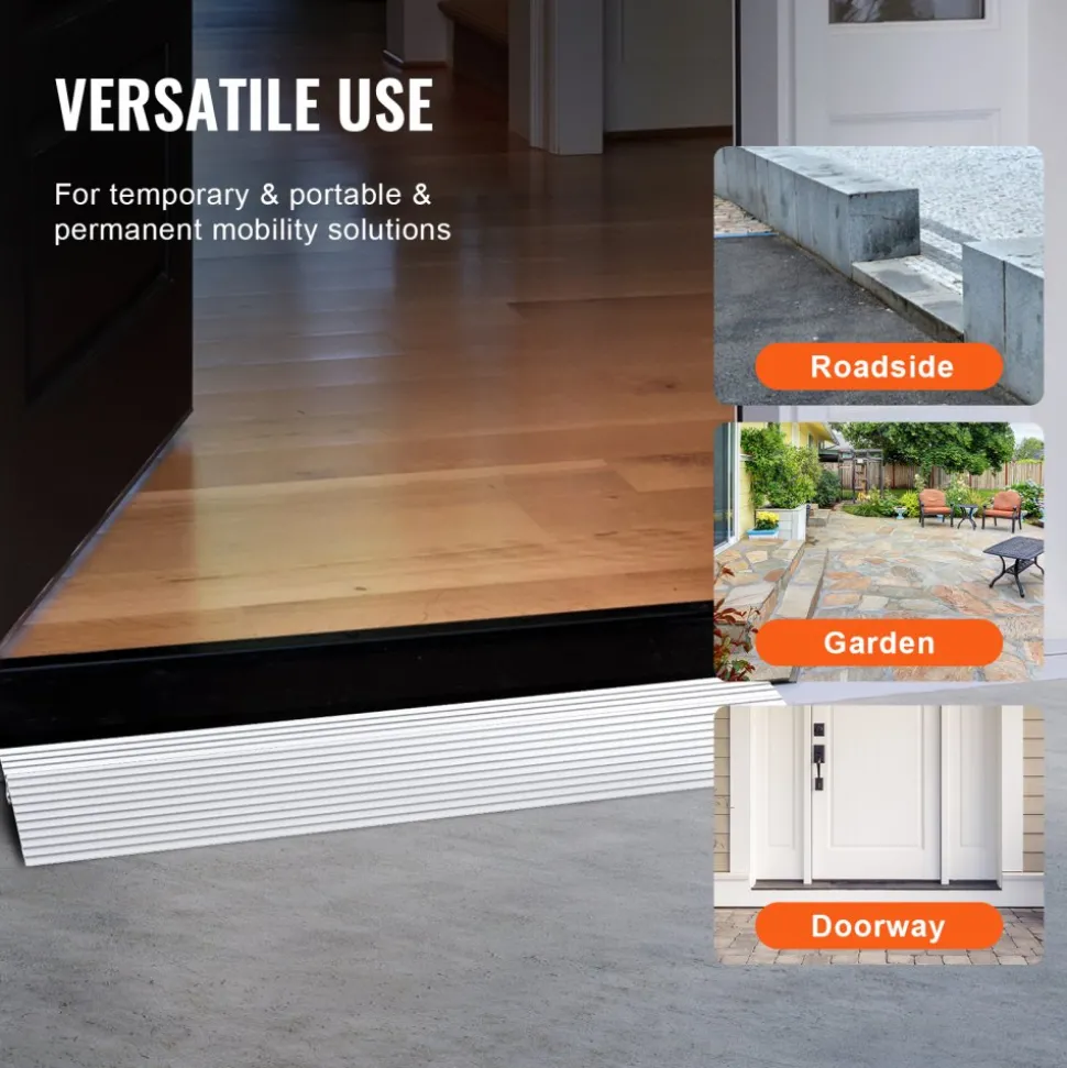 VEVOR Door Threshold Ramp, 1" Rise, 800 lbs Load Capacity, Door Ramp for Wheelchairs, Aluminum Threshold Ramp for Doorways, Adjustable Modular Threshold Ramp for Wheelchairs, Scooters, Power Chairs