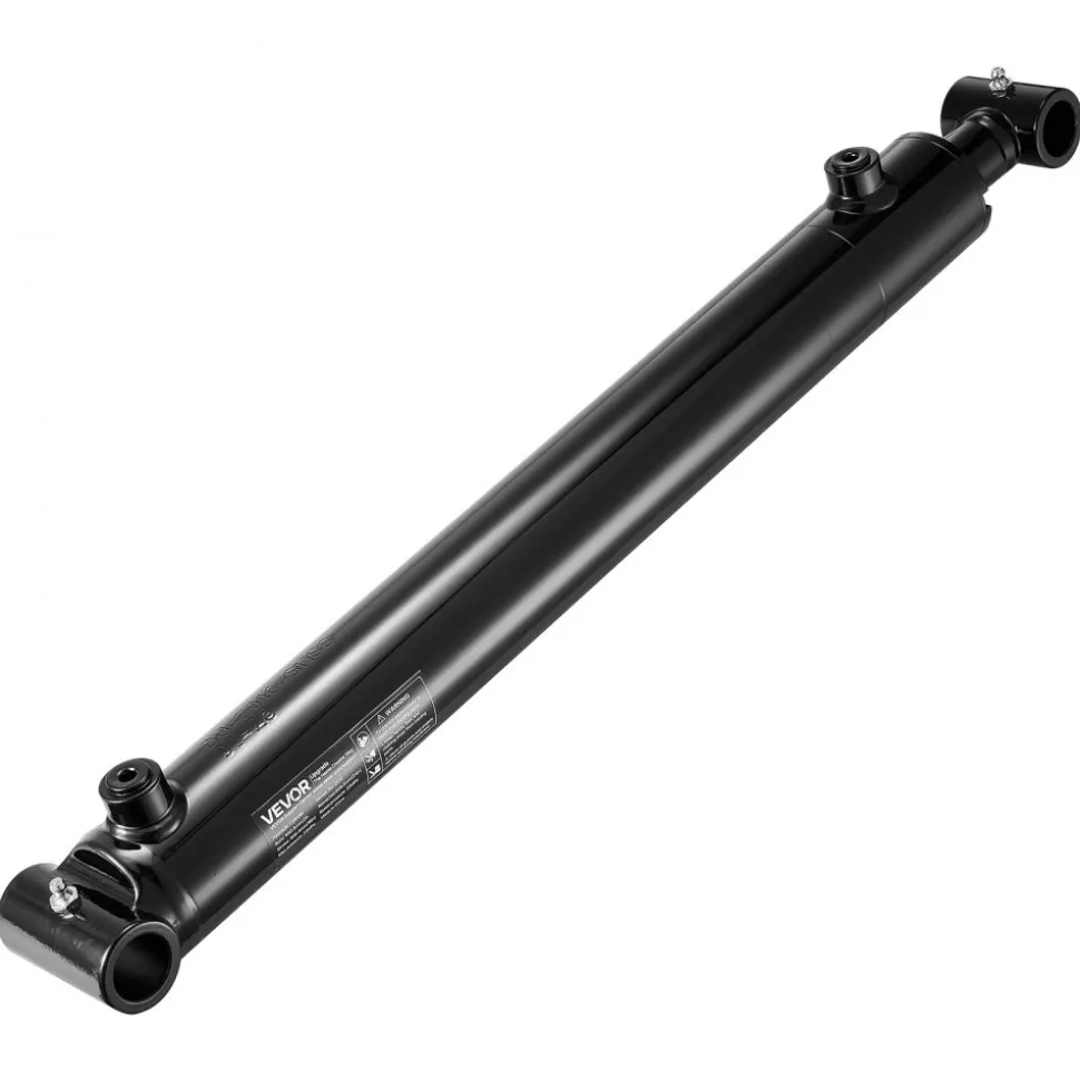 VEVOR Double Acting Hydraulic Cylinder, 2" Bore x 16" Stroke, Max 3500PSI Hydraulic Cylinder, Heavy-Duty Welded Cross Tube Cylinders with 1" Pin Hole & SAE #6 Port for Agricultural Machinery, Tractors