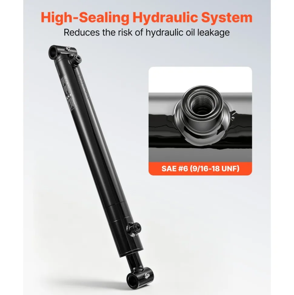 VEVOR Double Acting Hydraulic Cylinder, 2" Bore x 16" Stroke, Max 3500PSI Hydraulic Cylinder, Heavy-Duty Welded Cross Tube Cylinders with 1" Pin Hole & SAE #6 Port for Agricultural Machinery, Tractors