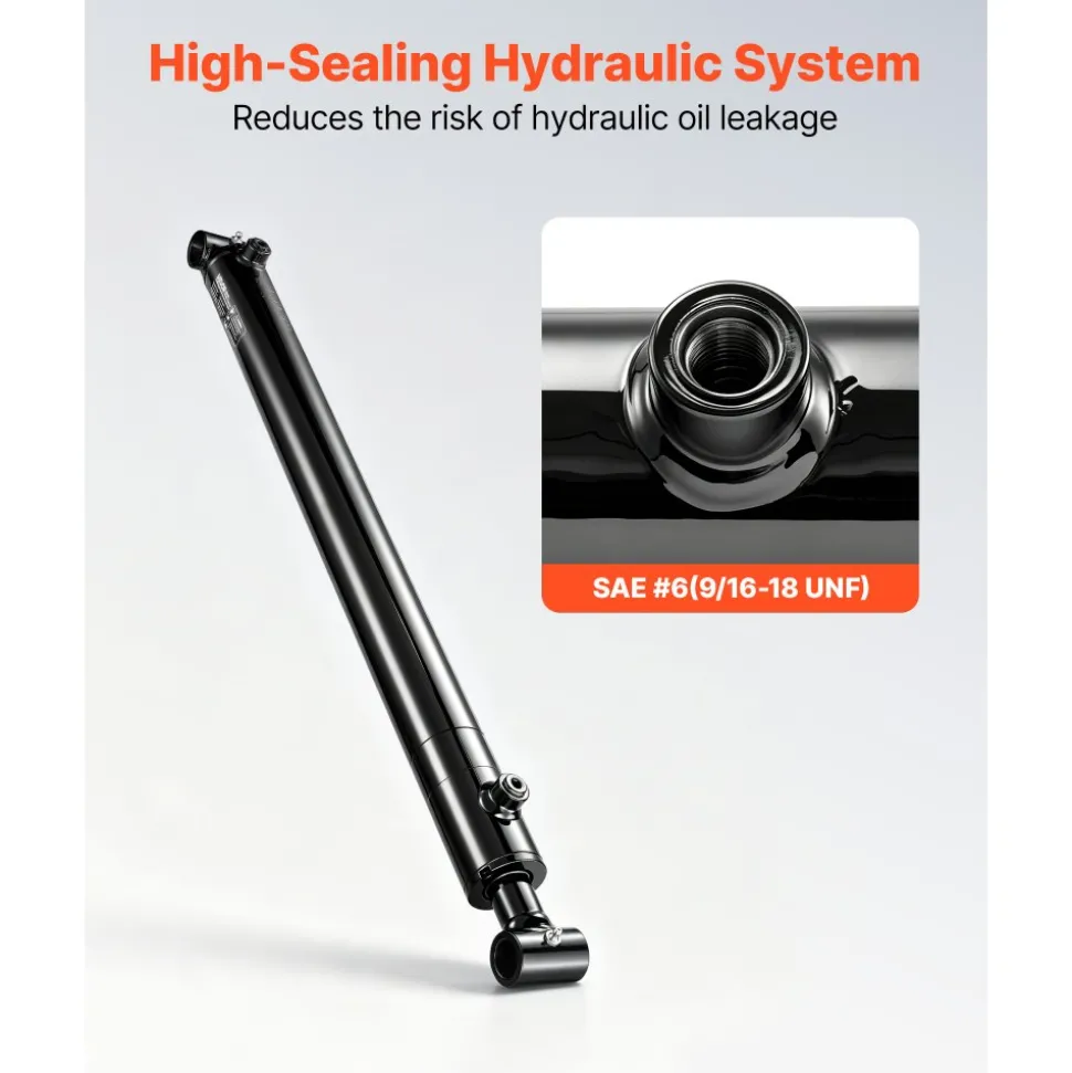 VEVOR Double Acting Hydraulic Cylinder, 2" Bore x 24" Stroke, Max 3500PSI Hydraulic Cylinder, Heavy-Duty Welded Cross Tube Cylinders with 1" Pin Hole & SAE #6 Port for Agricultural Machinery, Tractors