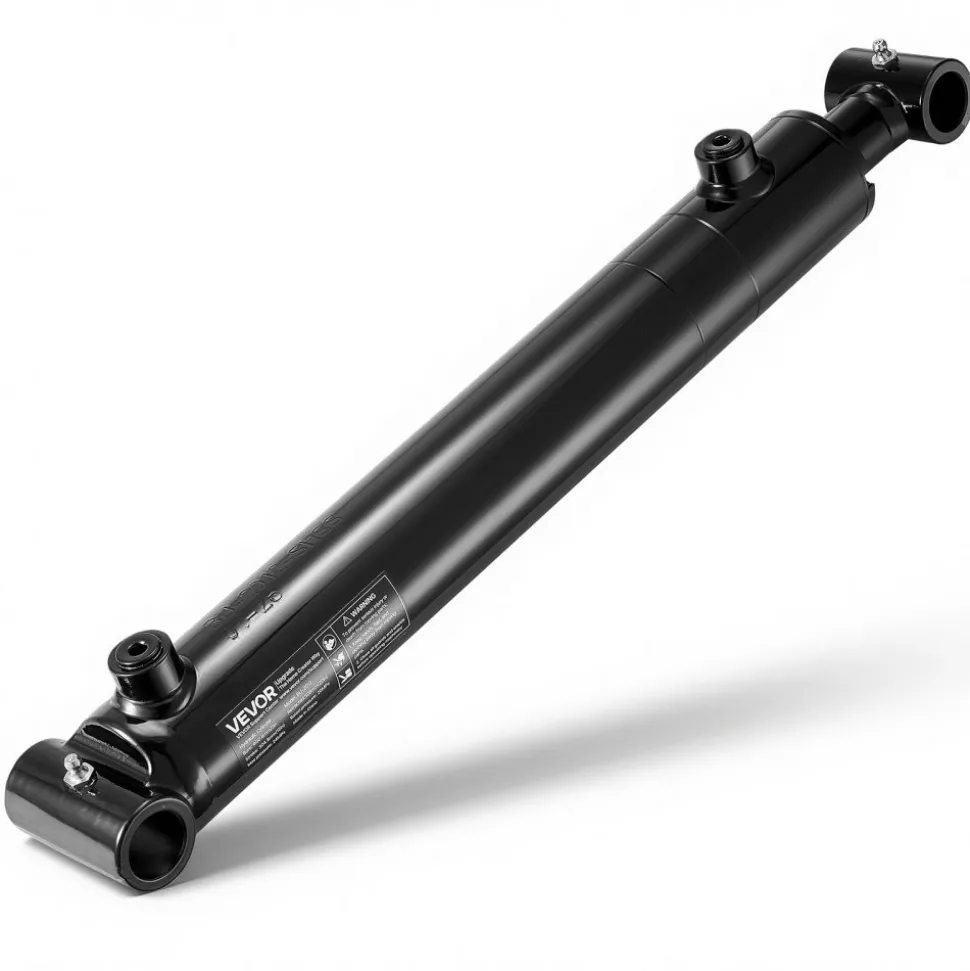 VEVOR Double Acting Hydraulic Cylinder, 2" Bore x 12" Stroke, Max 3500PSI Hydraulic Cylinder, Heavy-Duty Welded Cross Tube Cylinders with 1" Pin Hole & SAE #6 Port for Agricultural Machinery, Tractors