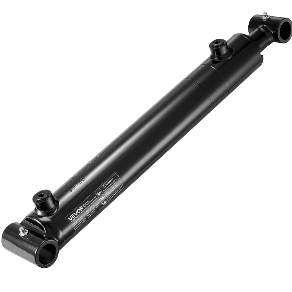 VEVOR Double Acting Hydraulic Cylinder, 2" Bore x 12" Stroke, Max 3500PSI Hydraulic Cylinder, Heavy-Duty Welded Cross Tube Cylinders with 1" Pin Hole & SAE #6 Port for Agricultural Machinery, Tractors