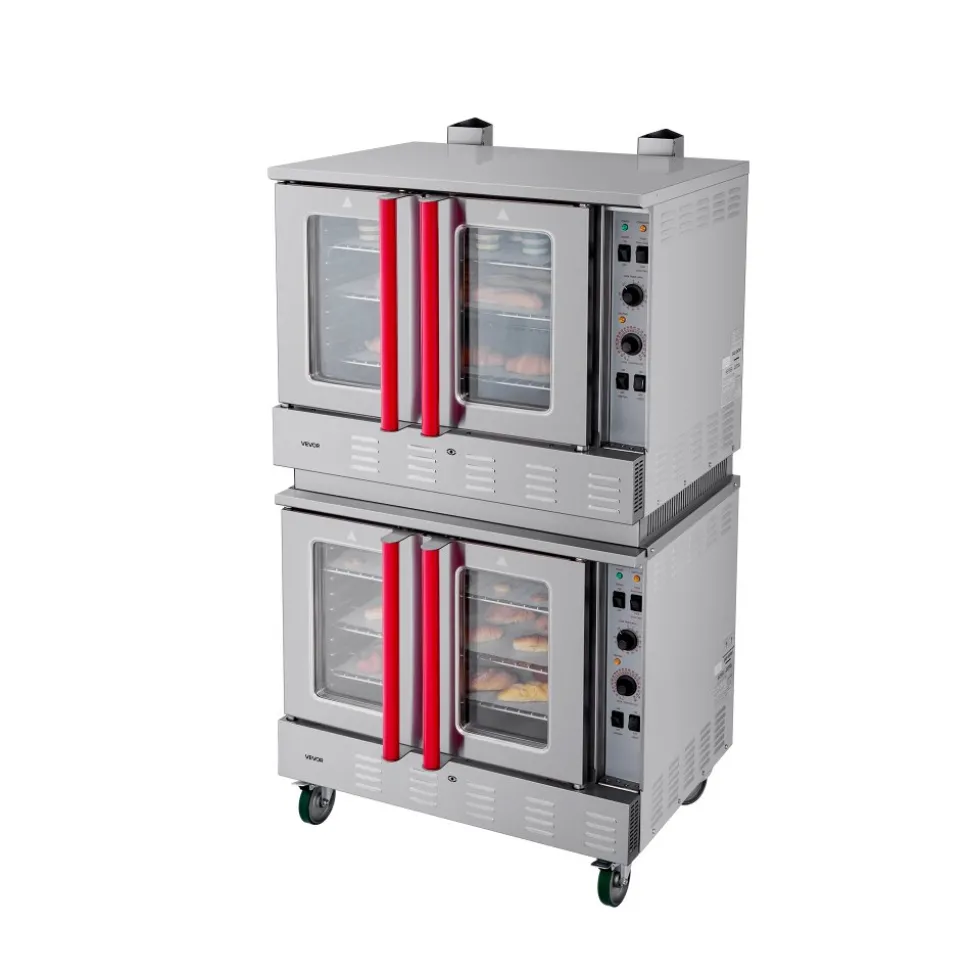 VEVOR Double Deck Gas Convection Oven, 14 cu.ft Full-Size Commercial Convection Oven, 40,000 BTU x 2 Powerful Burners, Natural Gas Commercial Ovens with Two Fan Modes, for Bakery, Restaurant & Kitchen