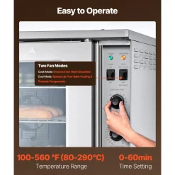 VEVOR Double Deck Gas Convection Oven, 14 cu.ft Full-Size Commercial Convection Oven, 40,000 BTU x 2 Powerful Burners, Natural Gas Commercial Ovens with Two Fan Modes, for Bakery, Restaurant & Kitchen