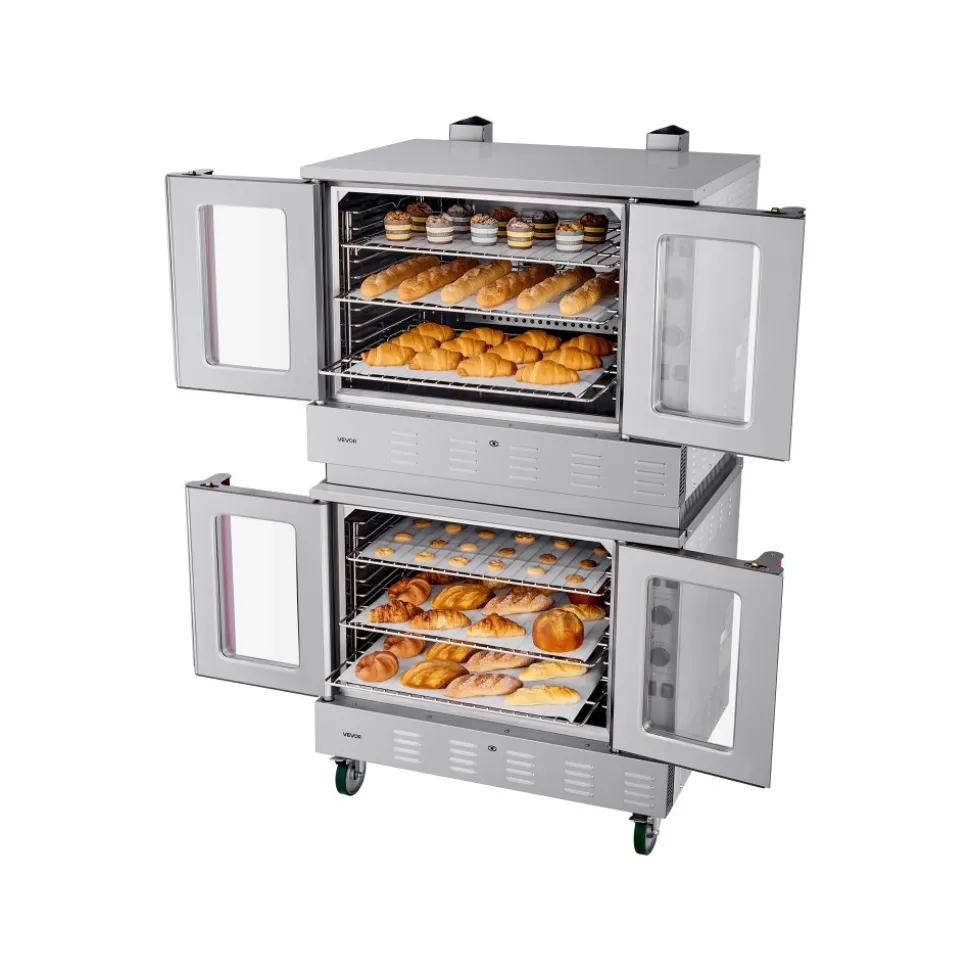 VEVOR Double Deck Gas Convection Oven, 14 cu.ft Full-Size Commercial Convection Oven, 40,000 BTU x 2 Powerful Burners, Natural Gas Commercial Ovens with Two Fan Modes, for Bakery, Restaurant & Kitchen