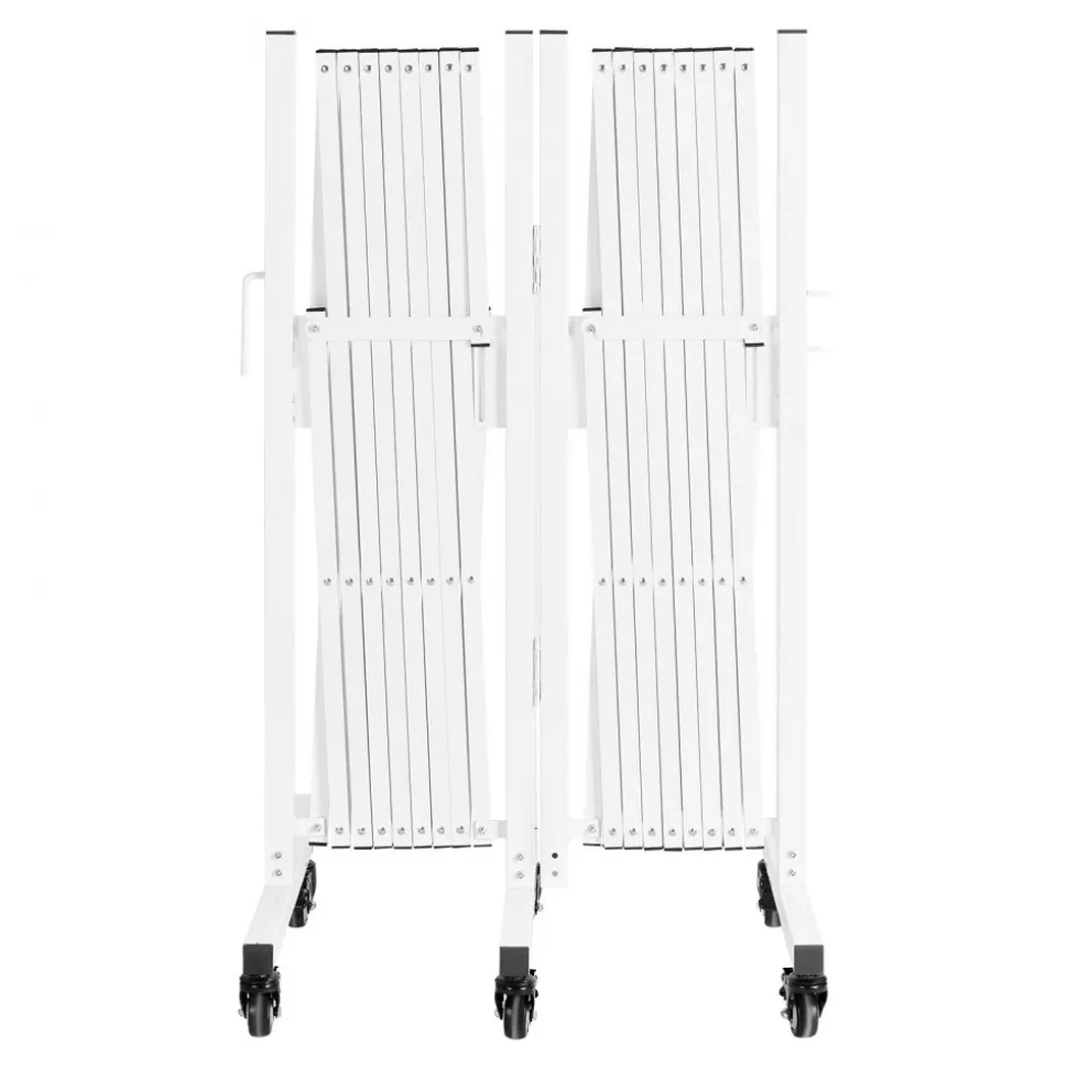 VEVOR Double Expandable Barricades, 18FT Expandable Safety Barrier, 0-180° Rotatable Mobile Barricade with Locking Casters, Portable Folding Security Gate Traffic Fence for Patio Garden Stairway