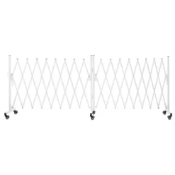 VEVOR Double Expandable Barricades, 18FT Expandable Safety Barrier, 0-180° Rotatable Mobile Barricade with Locking Casters, Portable Folding Security Gate Traffic Fence for Patio Garden Stairway
