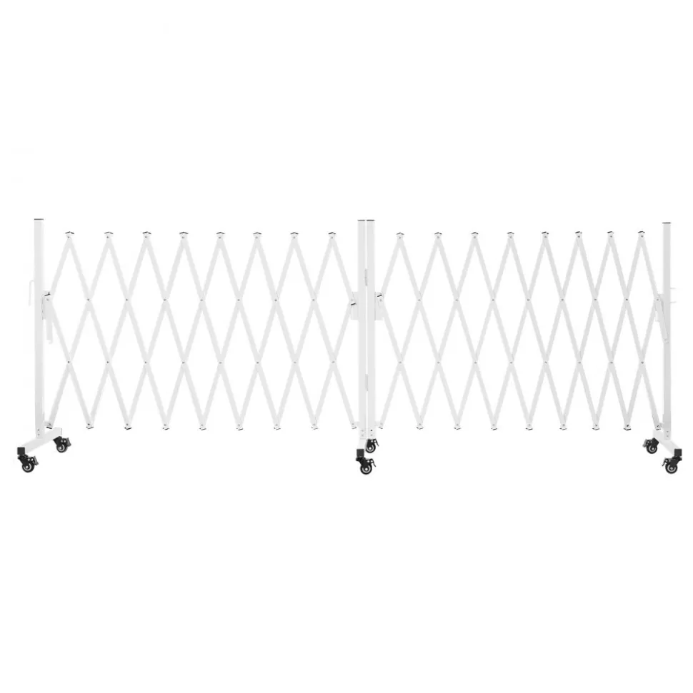 VEVOR Double Expandable Barricades, 18FT Expandable Safety Barrier, 0-180° Rotatable Mobile Barricade with Locking Casters, Portable Folding Security Gate Traffic Fence for Patio Garden Stairway