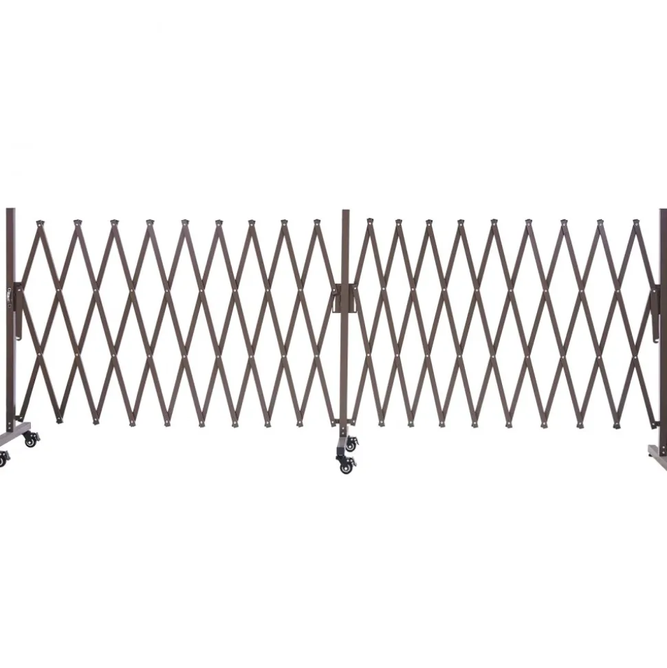 VEVOR Double Expandable Barricades, 20FT Expandable Safety Barrier, Flexible Mobile Barricade with Locking Casters, Portable Folding Security Gate Metal Traffic Fence for Patio Garden Stairway