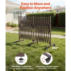 VEVOR Double Expandable Barricades, 20FT Expandable Safety Barrier, Flexible Mobile Barricade with Locking Casters, Portable Folding Security Gate Metal Traffic Fence for Patio Garden Stairway