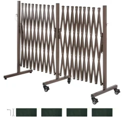VEVOR Double Expandable Barricades, 20FT Expandable Safety Barrier, Flexible Mobile Barricade with Locking Casters, Portable Folding Security Gate Metal Traffic Fence for Patio Garden Stairway