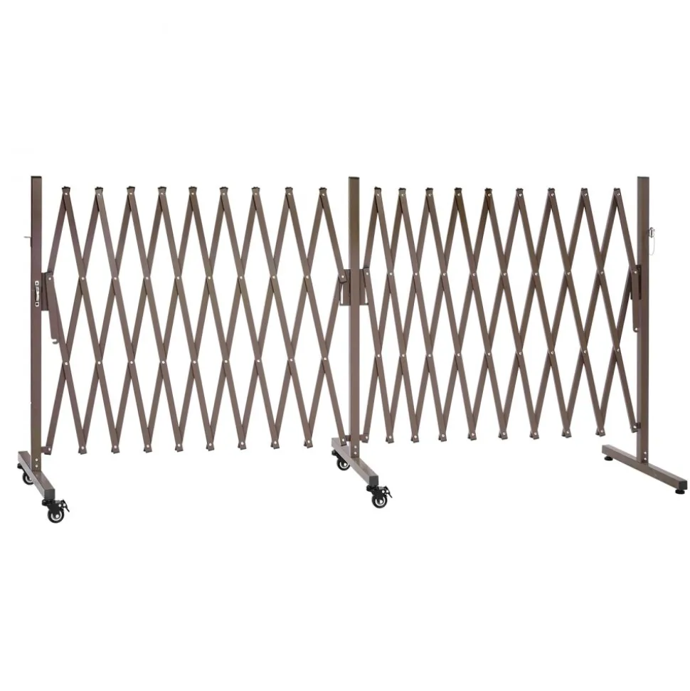 VEVOR Double Expandable Barricades, 20FT Expandable Safety Barrier, Flexible Mobile Barricade with Locking Casters, Portable Folding Security Gate Metal Traffic Fence for Patio Garden Stairway