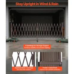 VEVOR Double Expandable Barricades, 20FT Expandable Safety Barrier, Flexible Mobile Barricade with Locking Casters, Portable Folding Security Gate Metal Traffic Fence for Patio Garden Stairway