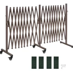 VEVOR Double Expandable Barricades, 20FT Expandable Safety Barrier, Flexible Mobile Barricade with Locking Casters, Portable Folding Security Gate Metal Traffic Fence for Patio Garden Stairway