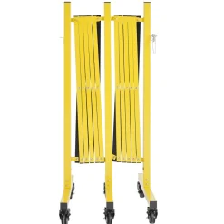 VEVOR Double Expandable Barricades, 18FT Industrial Safety Barriers, Flexible Mobile Barricade with Locking Casters, Portable Folding Security Gate Metal Traffic Fence for Driveway Warehouse Elevator