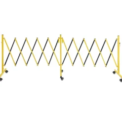 VEVOR Double Expandable Barricades, 18FT Industrial Safety Barriers, Flexible Mobile Barricade with Locking Casters, Portable Folding Security Gate Metal Traffic Fence for Driveway Warehouse Elevator