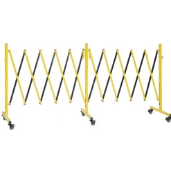 VEVOR Double Expandable Barricades, 18FT Industrial Safety Barriers, Flexible Mobile Barricade with Locking Casters, Portable Folding Security Gate Metal Traffic Fence for Driveway Warehouse Elevator
