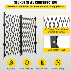 VEVOR Double Folding Security Gate, 6-1/2' H x 12' W Folding Door Gate, Steel Accordion Security Gate, Flexible Expanding Security Gate, 360° Rolling Barricade Gate, Scissor Gate or Door with Keys