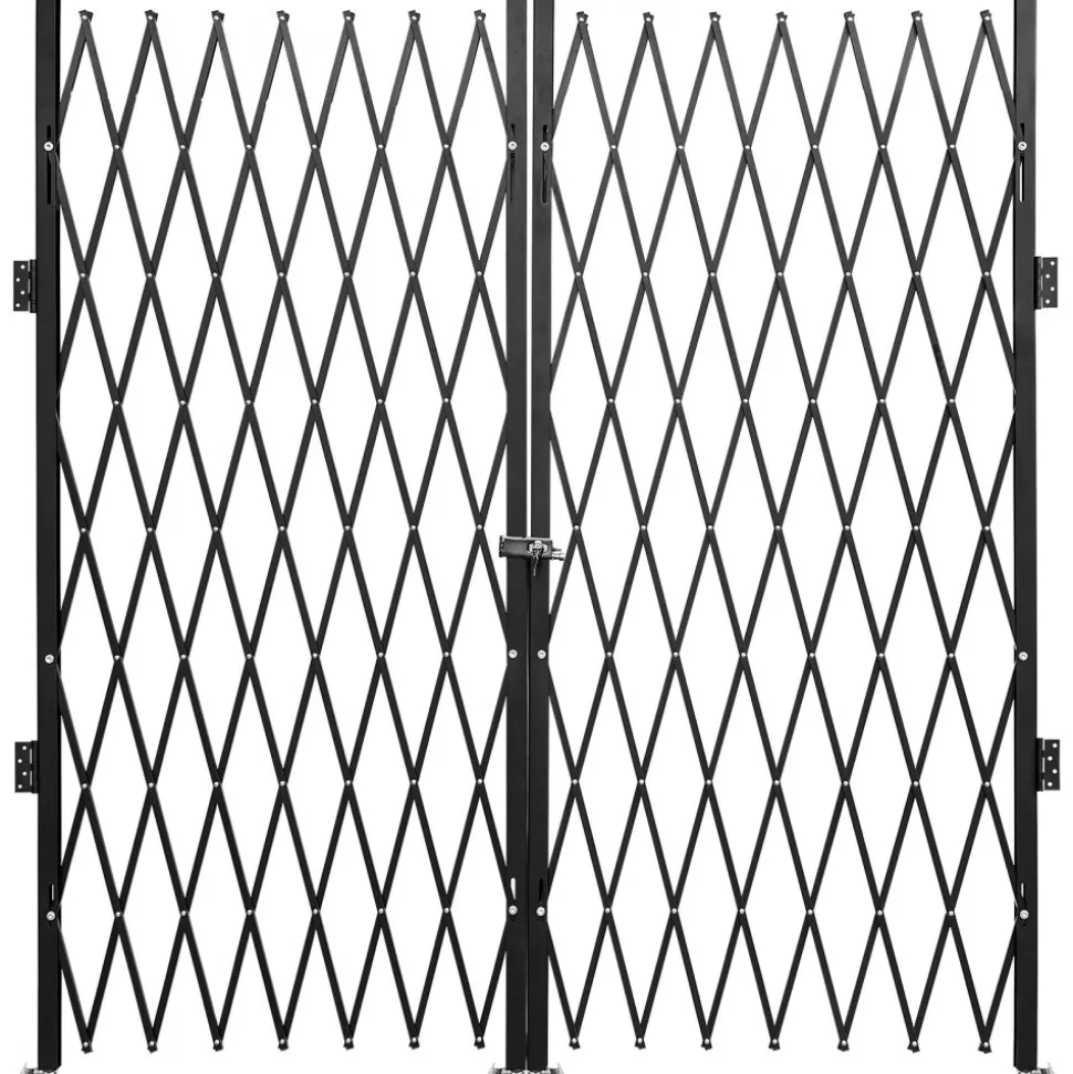 VEVOR Double Folding Security Gate, 6-1/2' H x 12' W Folding Door Gate, Steel Accordion Security Gate, Flexible Expanding Security Gate, 360° Rolling Barricade Gate, Scissor Gate or Door with Keys