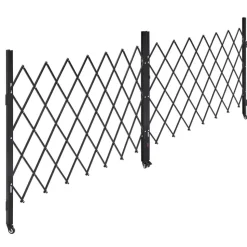 VEVOR Double Folding Security Gate, Lockable Scissor Gate with 360° Swivel Casters, Outdoor Barricade Steel Retractable Gates, for Entry Security, Garage, Warehouse & Pool, 145.67 x 63.19 in (W x H)