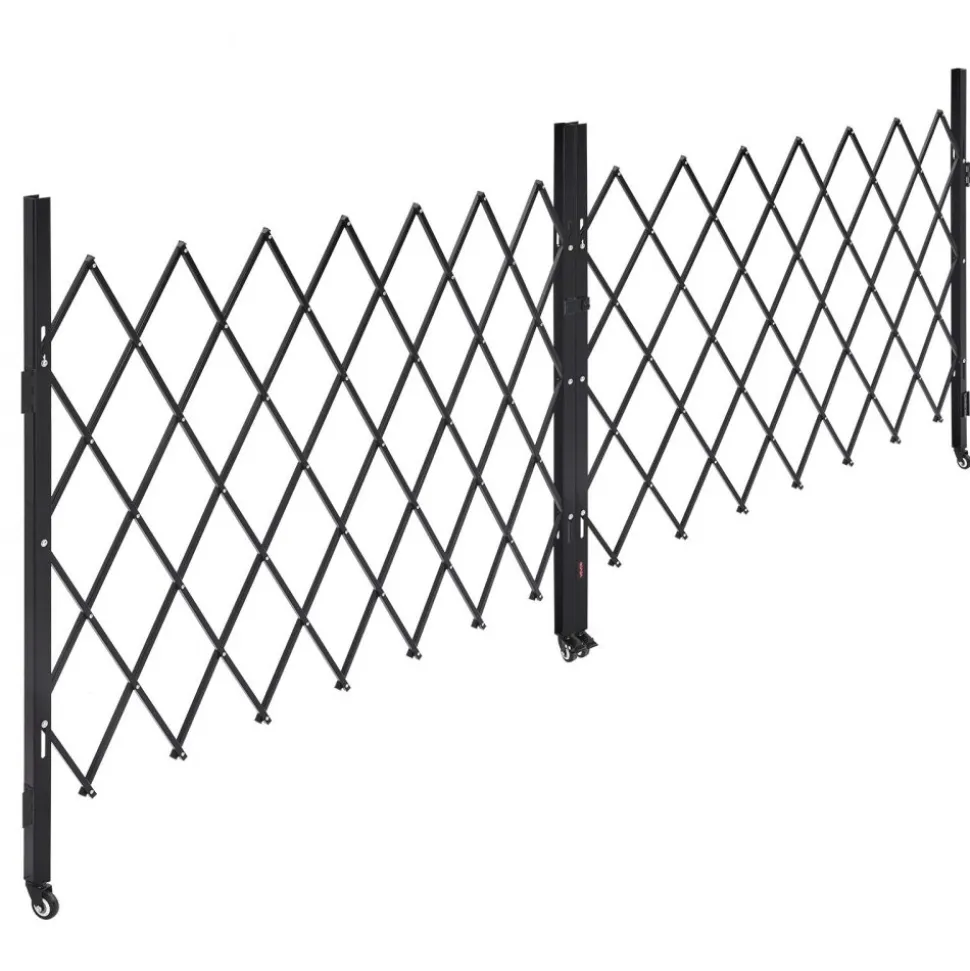 VEVOR Double Folding Security Gate, Lockable Scissor Gate with 360° Swivel Casters, Outdoor Barricade Steel Retractable Gates, for Entry Security, Garage, Warehouse & Pool, 145.67 x 63.19 in (W x H)