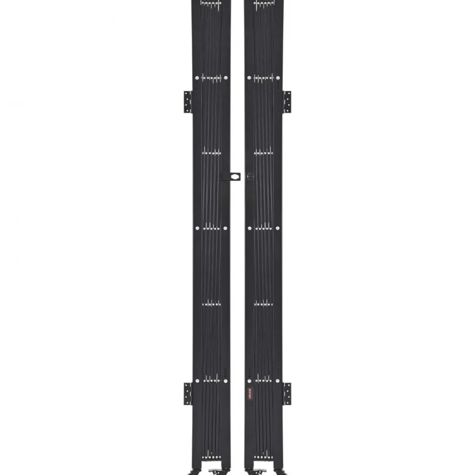 VEVOR Double Folding Security Gate, Lockable Scissor Gate with 360° Swivel Casters, Outdoor Barricade Steel Retractable Gates, for Entry Security, Garage, Warehouse & Pool, 155.12 x 86.81 in (W x H)