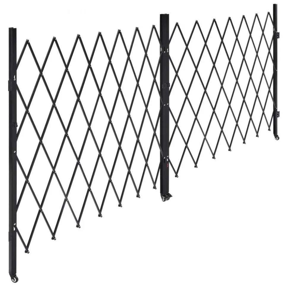 VEVOR Double Folding Security Gate, Lockable Scissor Gate with 360° Swivel Casters, Outdoor Barricade Steel Retractable Gates, for Entry Security, Garage, Warehouse & Pool, 155.12 x 86.81 in (W x H)