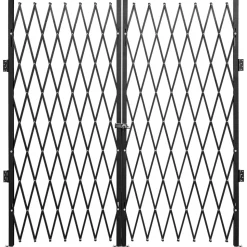 VEVOR Double Folding Security Gate, 5' H x 10' W Folding Door Gate, Steel Accordion Security Gate, Flexible Expanding Security Gate, 360° Rolling Barricade Gate, Scissor Gate or Door with Keys