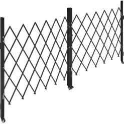 VEVOR Double Folding Security Gate, Lockable Scissor Gate with 360° Swivel Casters, Outdoor Barricade Steel Retractable Gates, for Entry Security, Garage, Warehouse & Pool, 125.98 x 63.19 in (W x H)