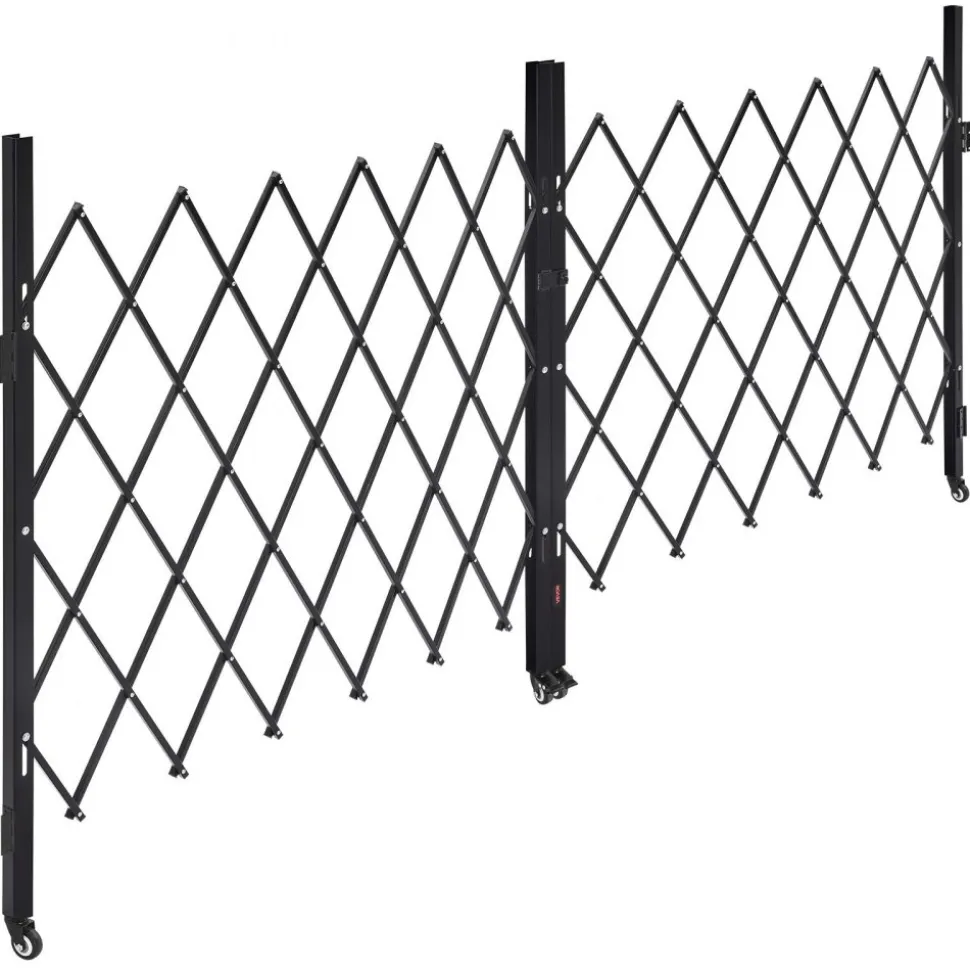 VEVOR Double Folding Security Gate, Lockable Scissor Gate with 360° Swivel Casters, Outdoor Barricade Steel Retractable Gates, for Entry Security, Garage, Warehouse & Pool, 125.98 x 63.19 in (W x H)