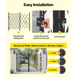 VEVOR Double Folding Security Gate, Lockable Scissor Gate with 360° Swivel Casters, Outdoor Barricade Steel Retractable Gates, for Entry Security, Garage, Warehouse & Pool, 129.92 x 63.19 in (W x H)