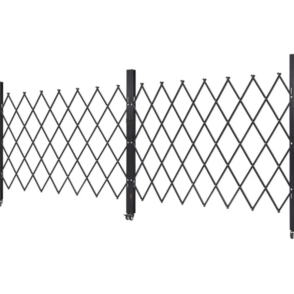 VEVOR Double Folding Security Gate, Lockable Scissor Gate with 360° Swivel Casters, Outdoor Barricade Steel Retractable Gates, for Entry Security, Garage, Warehouse & Pool, 129.92 x 63.19 in (W x H)