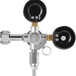 VEVOR Double Gauge Regulator, CO2 Regulator Gauge with 0-60PSI, Heavy Duty CO2 Gauge Gas System, Draft Beer Regulator with Check Valve, Adjustable Pressure Regulator for Draft Beer Homebrew, CGA320