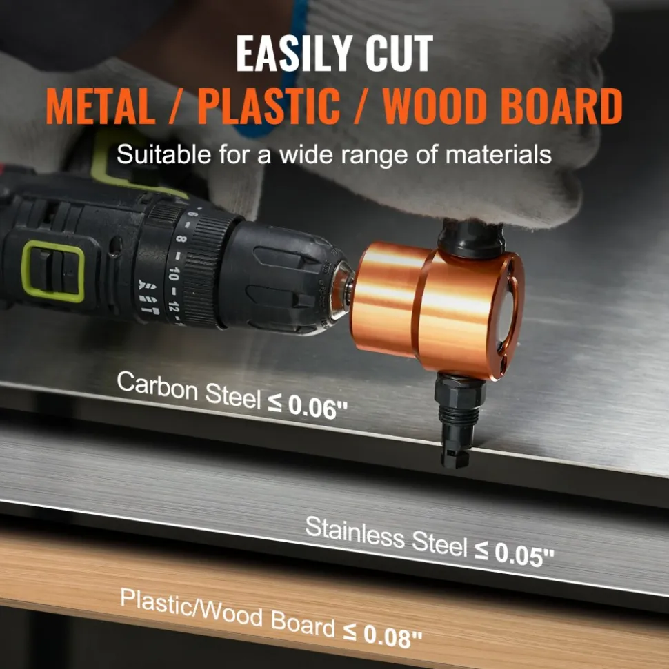 VEVOR Double Head Sheet Metal Nibbler Cutter, 360 Degree Metal Nibbler Drill Attachment with Extra Punch and Die, Cutting Hole Accessory and Step Drill Bit, for Straight Curve and Circle Cutting