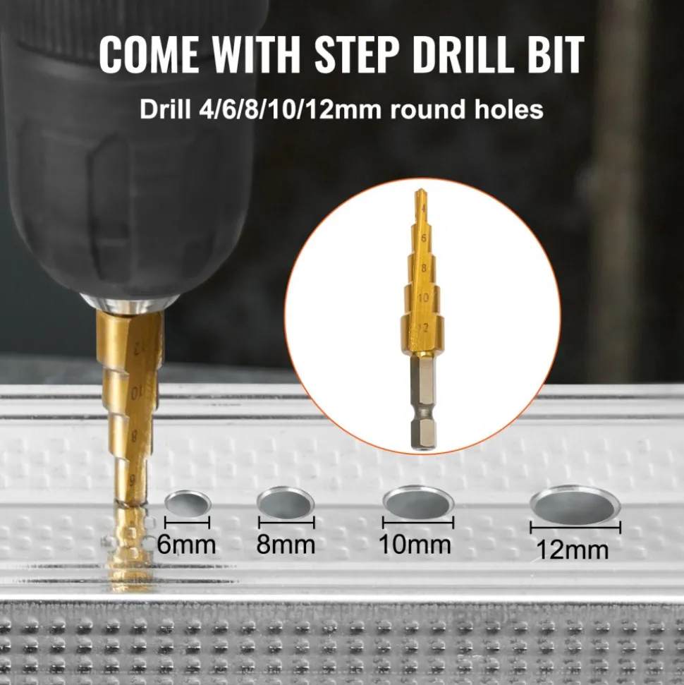 VEVOR Double Head Sheet Metal Nibbler Cutter, 360 Degree Metal Nibbler Drill Attachment with Extra Punch and Die, Cutting Hole Accessory and Step Drill Bit, for Straight Curve and Circle Cutting