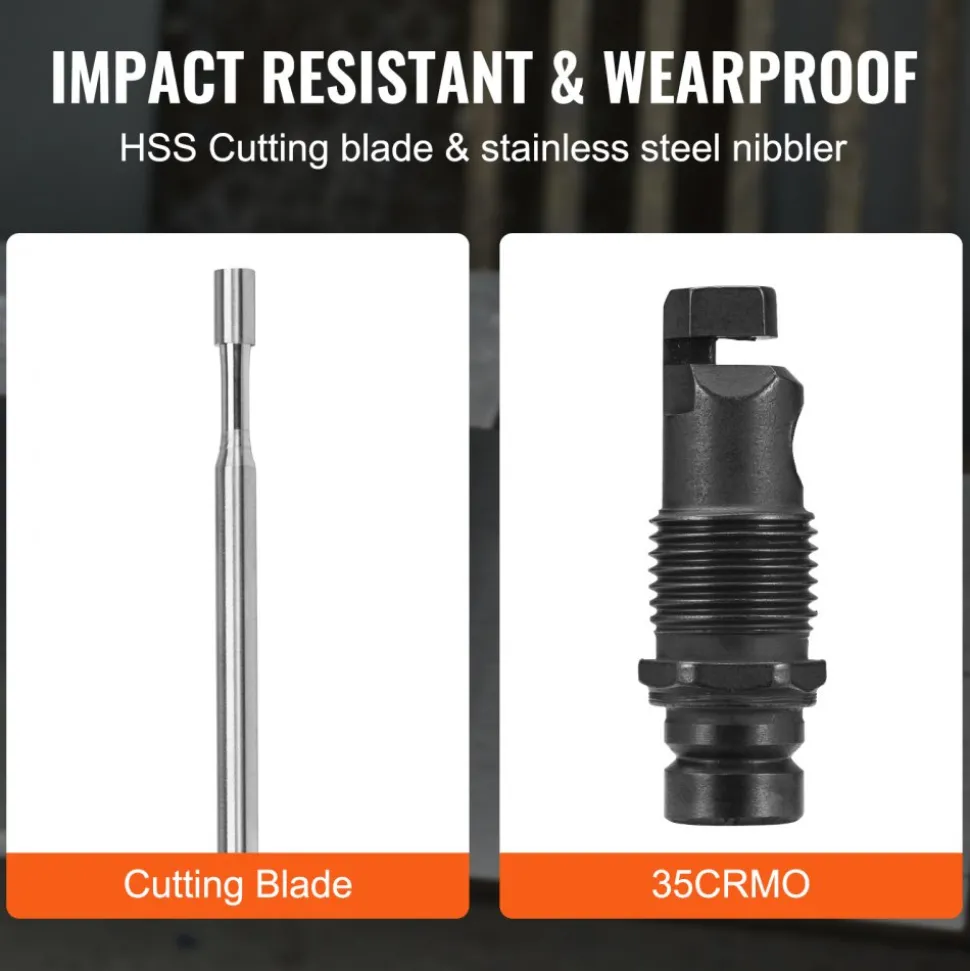 VEVOR Double Head Sheet Metal Nibbler Cutter, 360 Degree Metal Nibbler Drill Attachment with Extra Punch and Die, Cutting Hole Accessory and Step Drill Bit, for Straight Curve and Circle Cutting