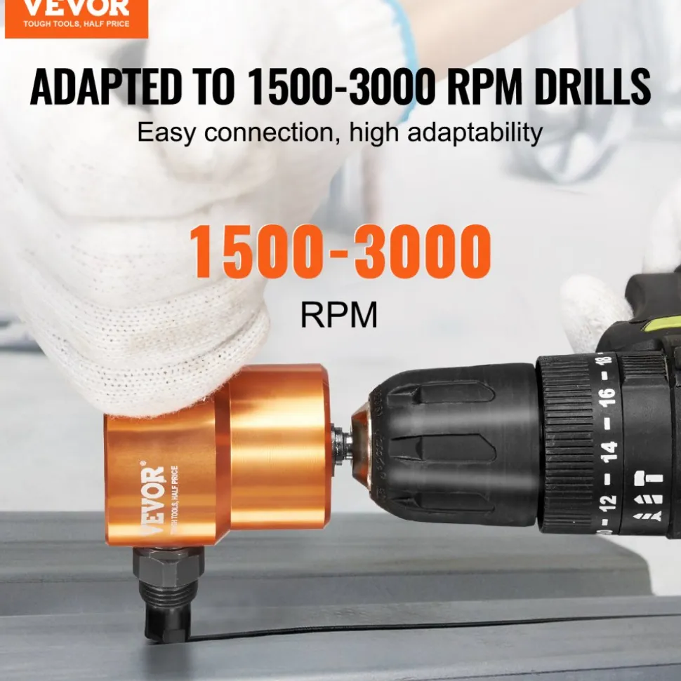 VEVOR Double Head Sheet Metal Nibbler Cutter, 360 Degree Metal Nibbler Drill Attachment with Extra Punch and Die, Cutting Hole Accessory and Step Drill Bit, for Straight Curve and Circle Cutting