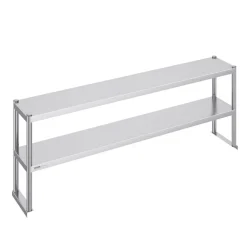 VEVOR Double Overshelf, Double Tier Stainless Steel Overshelf, 12 x 72 Inch Double Deck Overshelf, Height Adjustable Overshelf Prep Work Table for Kitchen, Restaurant and Workshop
